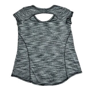 Xersion Women's Black and Gray Short Sleeve Top